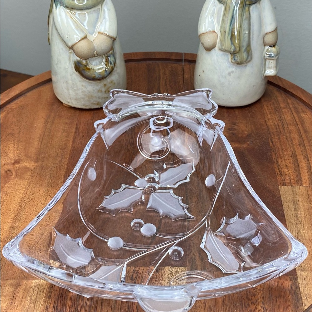 Crystal Etched Holiday Serving Dish